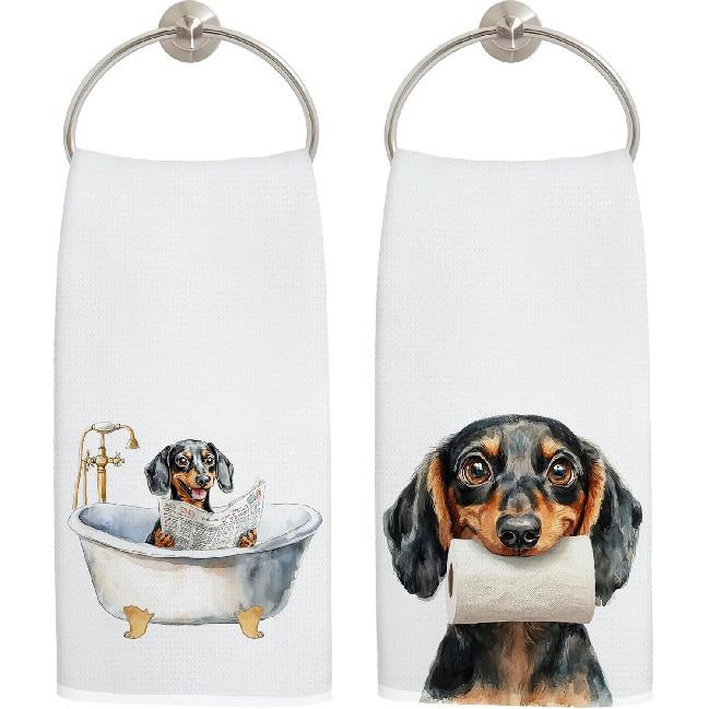 Funny German Shepherd Bathroom Hand Towels, German Shepherd Lover Gifts for Women Men, Funny Bathtub Dog Hand Towels for Bathroom Toilet Washroom Dachshund