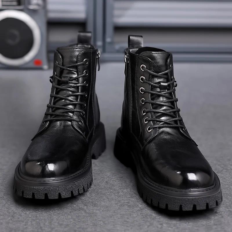 Fashion Italian Ankle Boots Winter Work Boots Men's Business Boots Wear-resistant Soles Men's Casual Boots Cold Resistant Cotton Boots