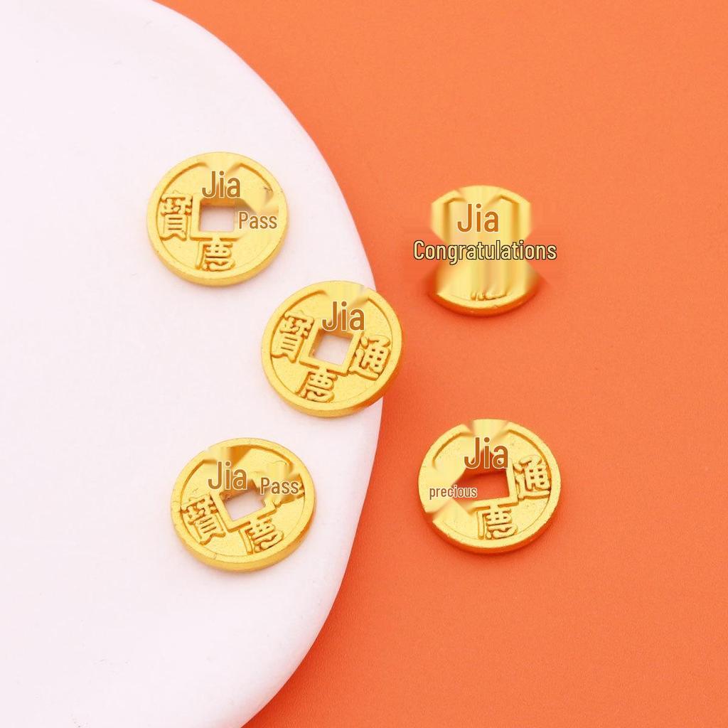 Matte Gold DIY Five Emperors Copper Coins Jewelry: God of Wealth Bracelet, Necklace, and Pendant Accessories