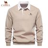 Camel Polo da uomo a maniche lunghe in puro cotone ricamato per primavera e autunno, nuovo top multifunzionale alla moda e casual