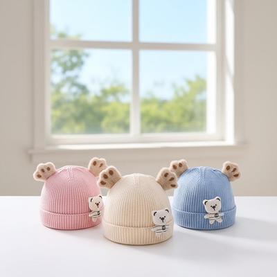 Bonnet Tricoté pour Bébé Style Coréen: Mignon, Chaud et Coupe-vent pour le Printemps et l'Automne