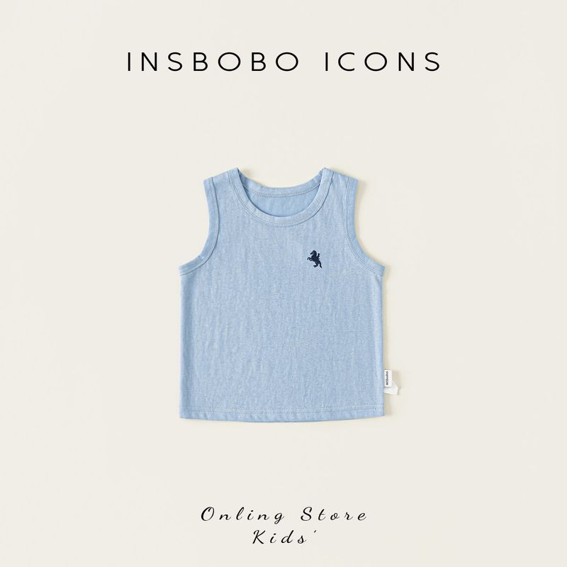 Insbobo Kidsren s Vest 2026 Summer New Style Boys  T-Shirts Kidsren s Tops Girls  Summer Clothes Sleeveless Kidsren s Clothing Trendy Blue 80