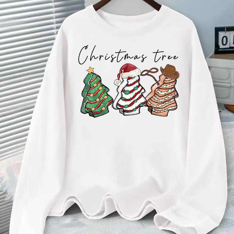 (Asian Size) lovely letter style Christmas holiday Graphic Tee Women autumn winter Casual Fashion Top Clothing Print T Shirt Long Sleeve T-shirts
