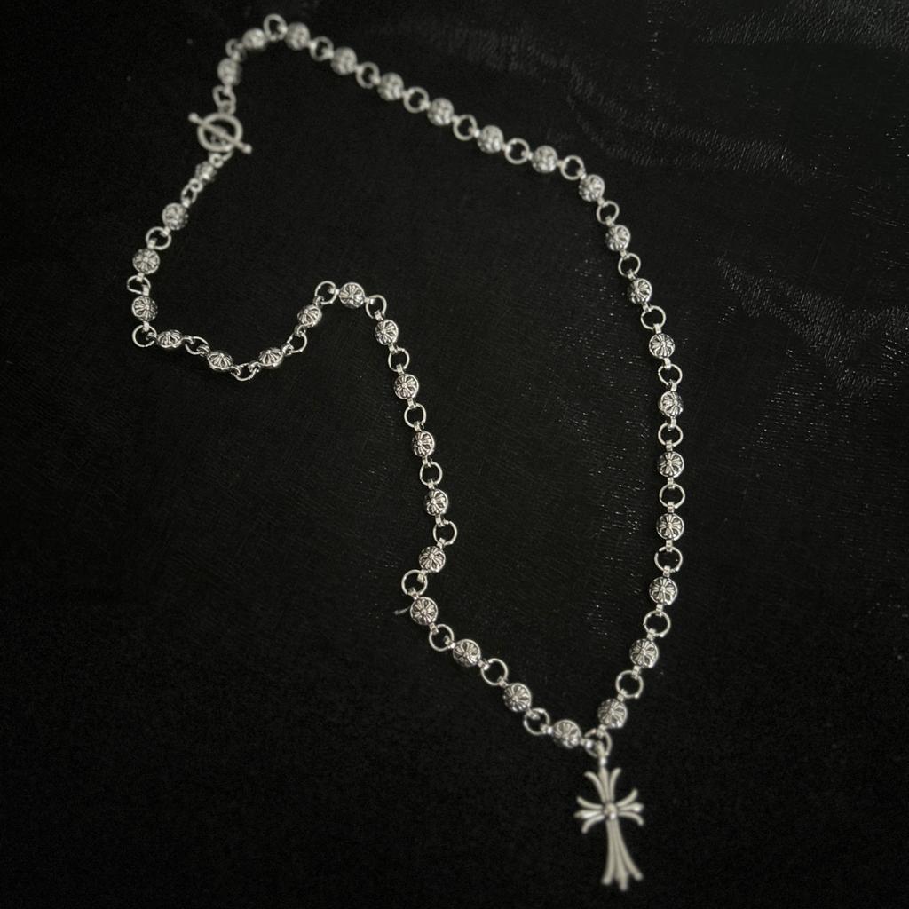 European and American retro cross necklace men's street hip-hop trendy brand cross pendant necklace handmade chain couple accessories