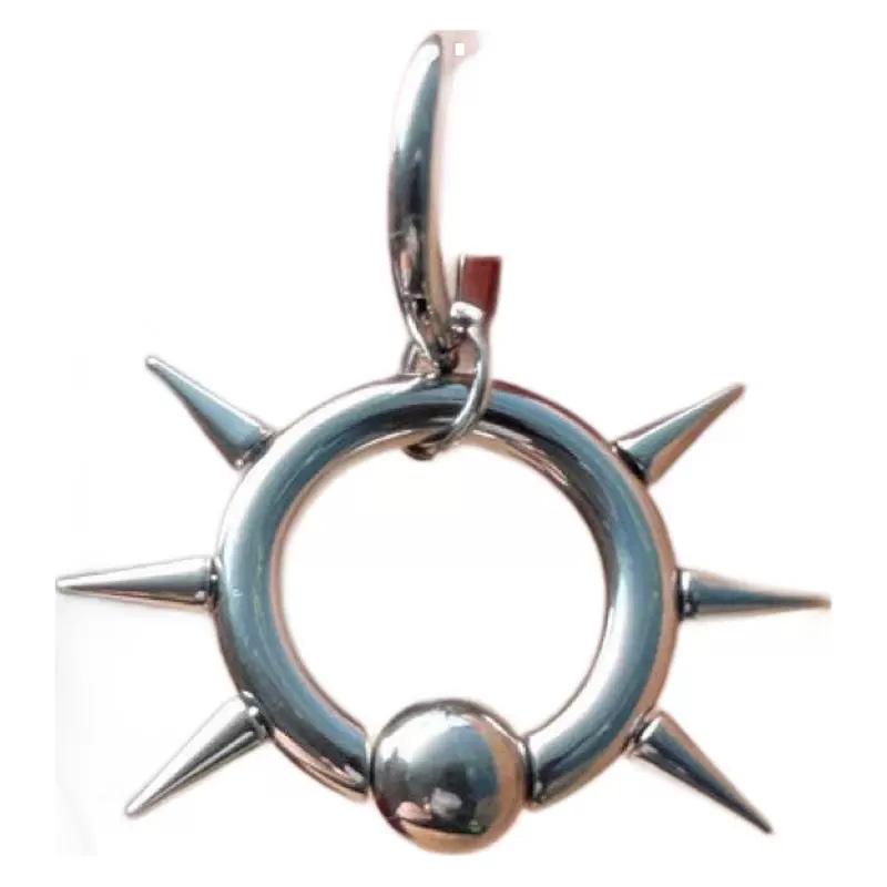 

Titanium steel earrings with half moon shaped sun ring earrings