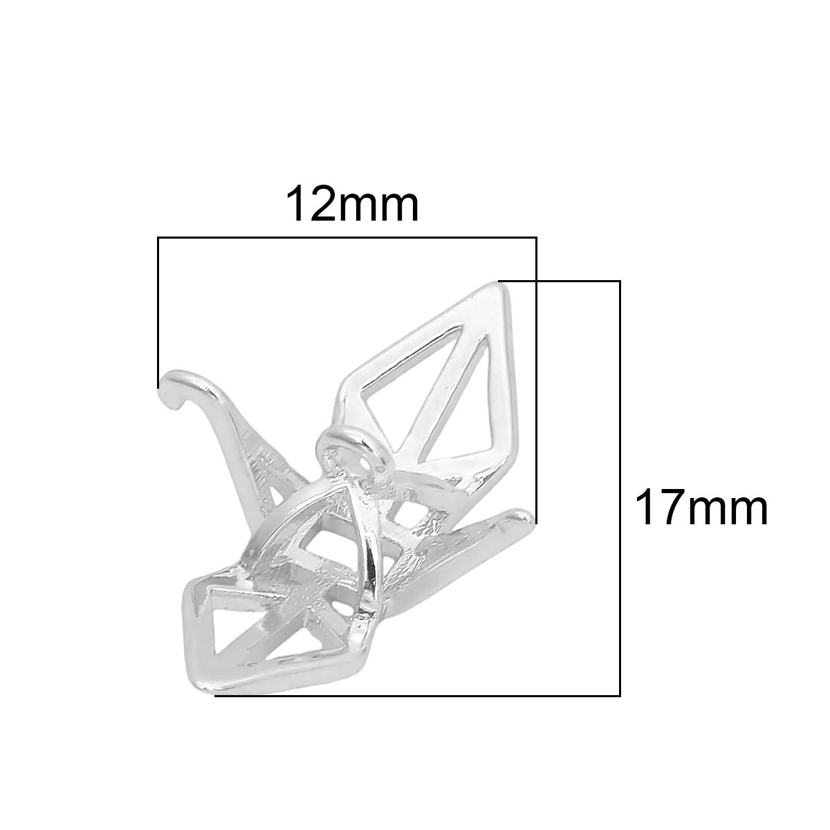 

1 шт./пакет, медные одиночные подвесные трехмерные сложенные бумажные журавлики для ювелирных изделий ручной работы DIY 17x12x6mm*1pcs серебряный