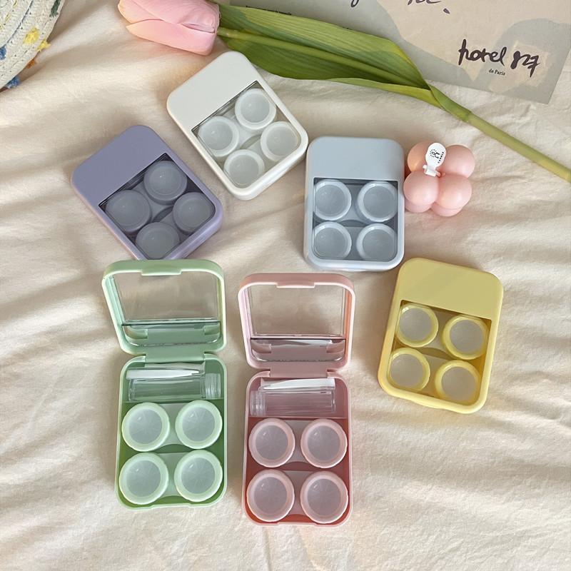 Women Stylish Mirror Lovely Eyes Portable Mini For Travel Kit Contact Lens Storage Beauty Accessory
