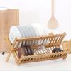 1PC Bamboo Collapsible Dish Drying Rack Compact Utensil Holder 2-Tier Dish Drainer Rack Folding Plate Rack Kitchen Organizer