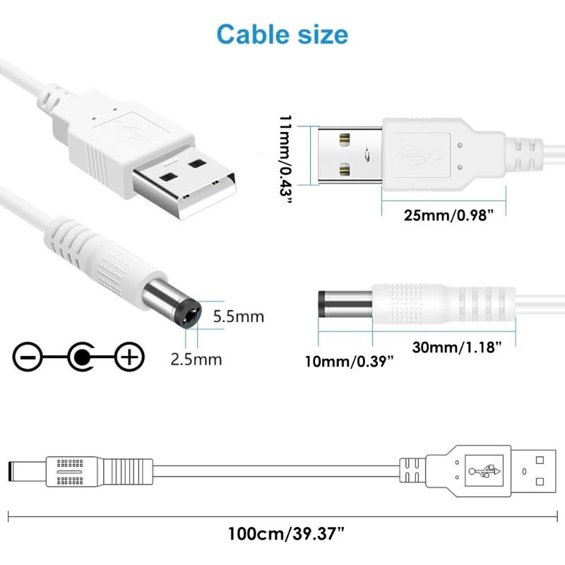 Usb To DC5V Power Cord Multifunctional with DC5.5x2.1 5.5x2.5 4.0x1.7 8pcs Plugs 8-In-1 USB toDC Charging Cable