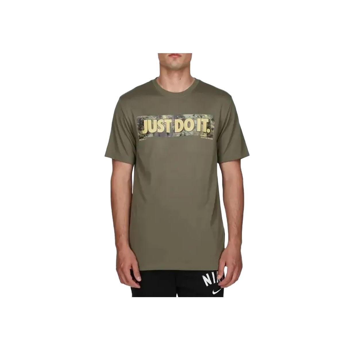 

Nike Letter Short Sleeve Round Neck T-Shirt Men tops Olive-Green FZ8040-222 S