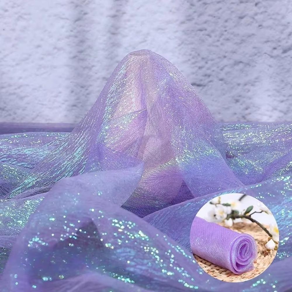 Wrinkled Organza Fabric Illusion Color Iridescent Organza  for Dress Curtains
