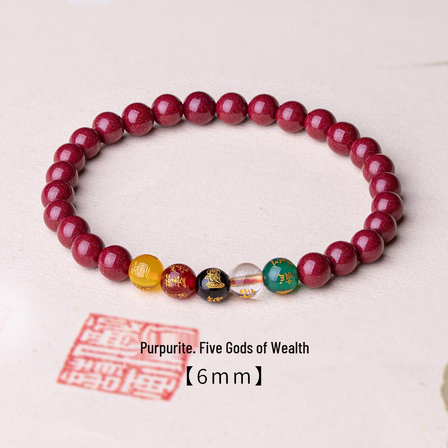 

Cinnabar & Turquoise Good Luck Women s Bracelet for Wealth and Prosperity Regular Content Purple Goldstone