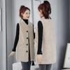 Fall Winter Women Vest Coat Lapel Sleeveless Solid Color Single-breasted Pockets Fleece Cardigan Mid Length Thick Warm Soft Loose Lady Waistcoat