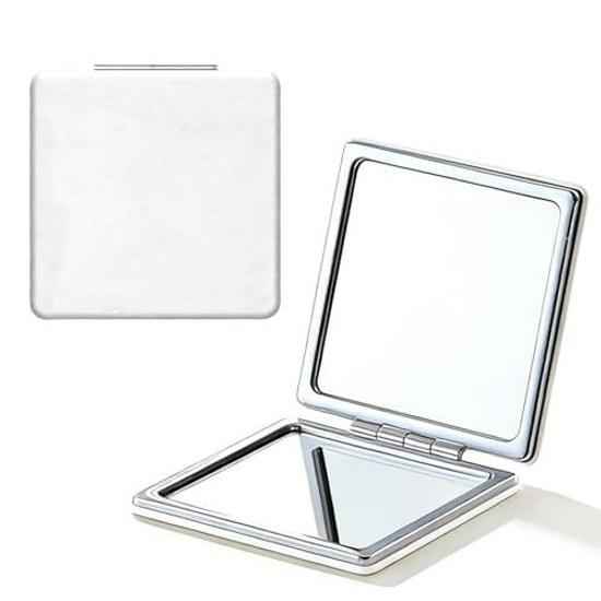

CHANJIF Double-Sided Compact Mirror 2x Magnification Hand Adjustable Angle Square Foldable Ultra Lightweight 1X/2X Makeup Portable Handbag Pocket Work