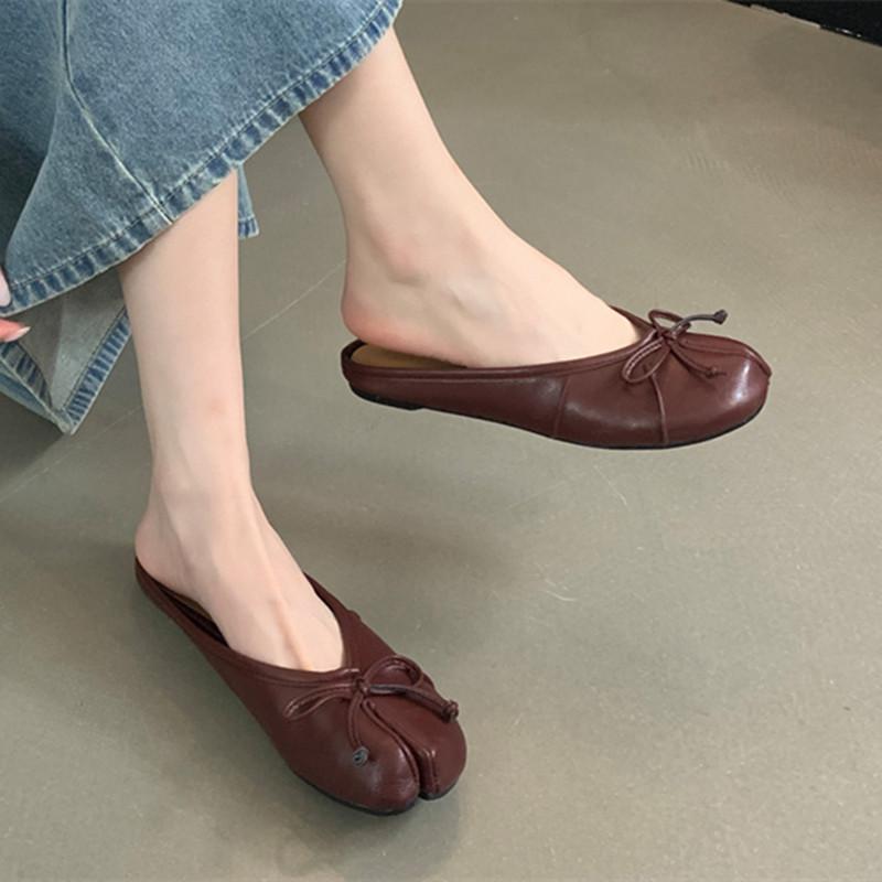 Fashion Bailamos Women Slippers Tabi Ninja Shoes Woman Microfiber Leather Comfy Slides Split Toe Flats Soft Bottom Loafers 2024 New Fash