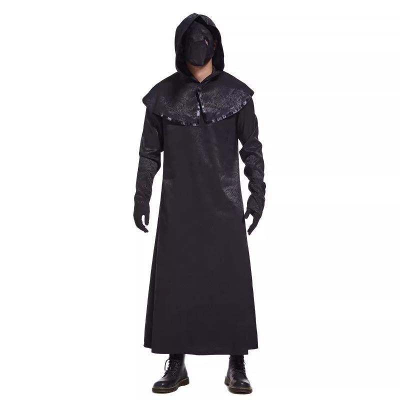 Halloween Medieval Steampunk Plague Doctor Costume Black Robe Stage Costume