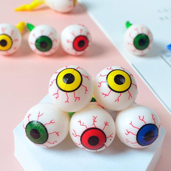 2Pcs Halloween Eyeball Squeeze Toy with Tail Soft TPR Stress Relief Ball Gag Prank Fidget for Kids Adults
