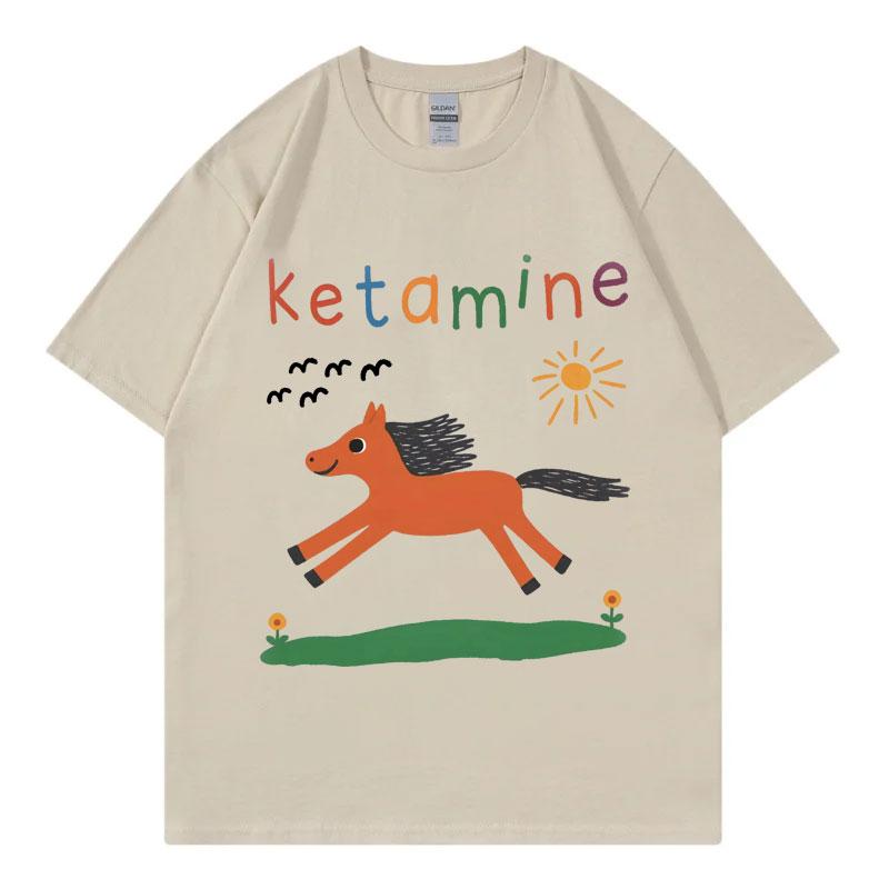 Lustiges Ketamin Pferd Meme T-Shirt Herren Damen Kleidung Harajuku Y2k Kurzarm T-Shirts Sommermode Lässige Baumwoll-T-Shirts 3XL