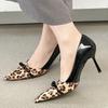 Fashion High Quality Patent Leather Women Pumps Sexy Pointed Toe High Heels Bow Designer Mules Loafers Elegant Banquet Heeled Sandals