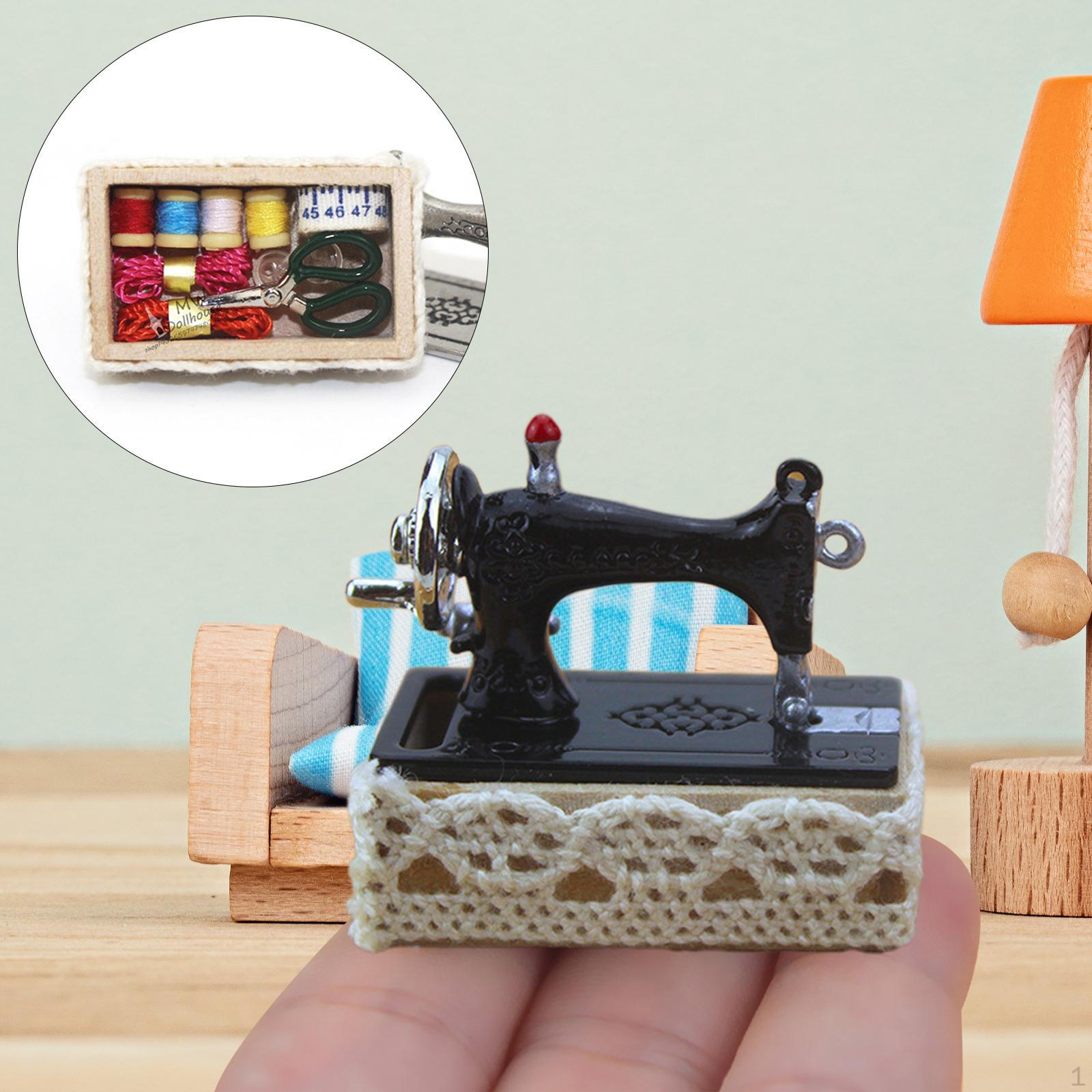 

1/12 кукольный домик миниатюрная швейная машинка мебель украшения антикварные поделки своими руками Black