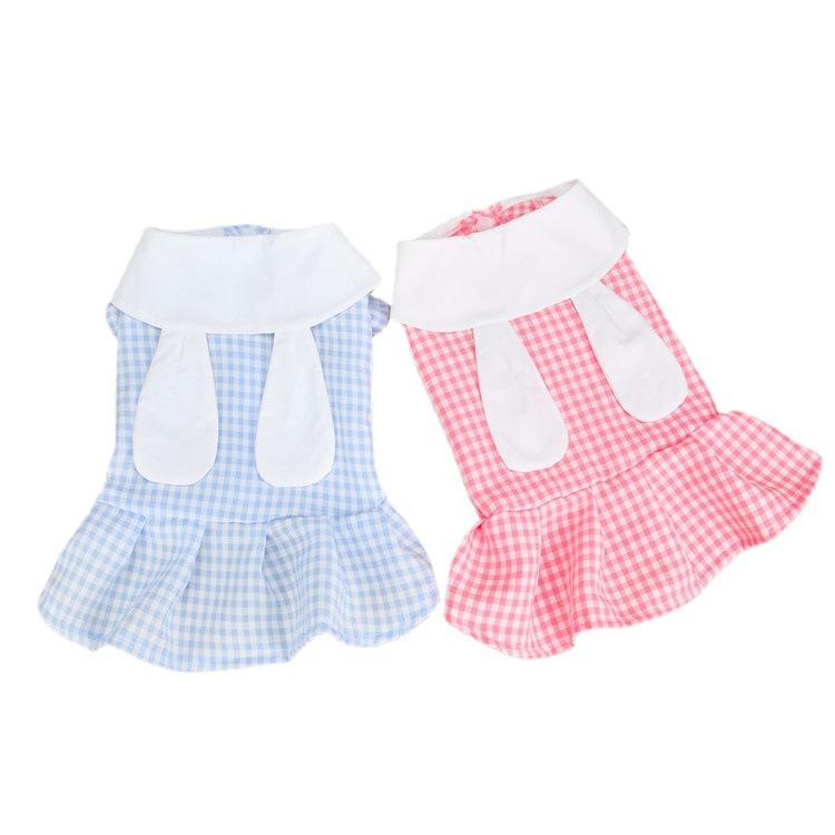 Cats and Dogs Go Out In Spring and Summer Fresh and Cute Cute Rabbit Ear Plaid Skirt Warm Jacket Comfortable and Lightweight
