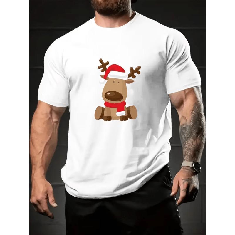 

European sizes Men s Black and White T-Shirt, Creative Loose Print Shirt, Classic Crew Neck Durable Fabric, Street Style Design Outdoor 4XL