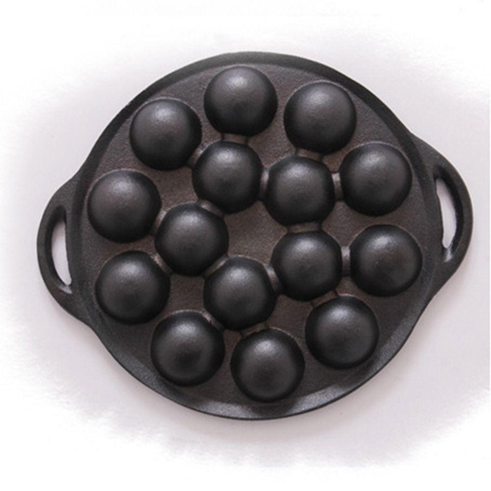 15 Holes Cast Iron Takoyaki Pan Cast Iron DIY Takoyaki Grill Pan Non-Stick Baking Pan Takoyaki Maker Kitchenware Supplies