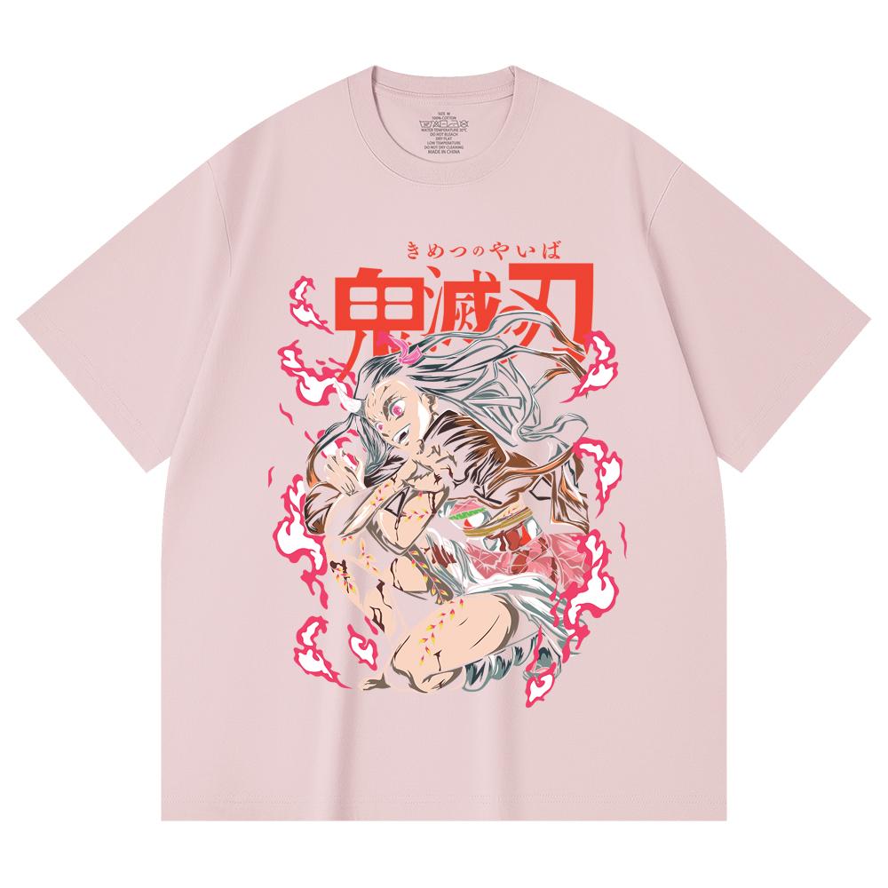 230 Gsm 100% Cotton Demon Slayer V71 Nezuko Demon Print Unisex Heavy Cotton T Shirt