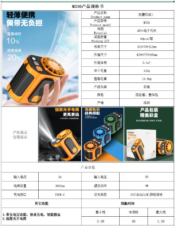 Waist-hanging Fan Outdoor Construction Portable Waist-clip Portable Fan To Cool Down USB High-speed Fan