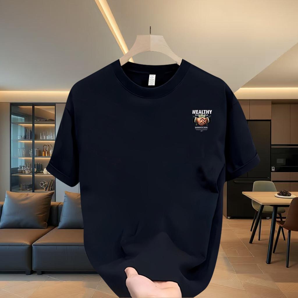 Cross-Border Exclusive Explosive Goods, Good Goods 100% Pure Cotton American Ruffian Handsome Heavy Short-Sleeved T-Shirt Versatile Trendy Brand