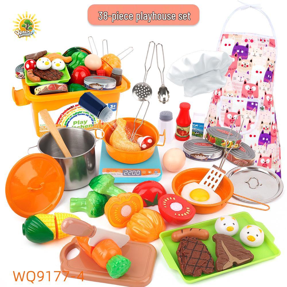Kids Chef Role-Playing Kitchen Set: Apron, Baking Tools, Fruits & Veggies - Educational Cooking Toy
