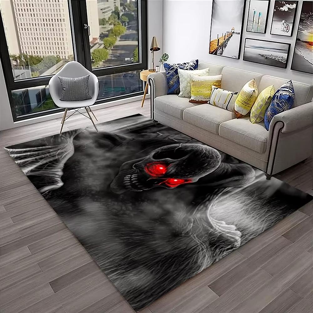 Gothic Horror Skull Ghost Cartoon Carpet Rug for Home Living Room Bedroom Sofa Doormat Decor,kids Area Rug Floor Mat