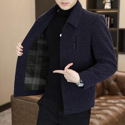 Vår och Höst Ull Kort Jacka Herr Lapels Tunn Jacka Snygg Casual Topp