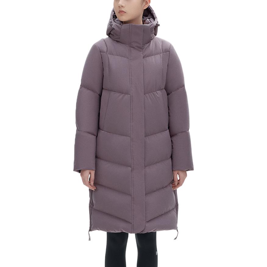 Anta Solid Color Hidden Zipper Hooded Fitted Long Thick Down Jacket Women outerwear Purple 962247905-3