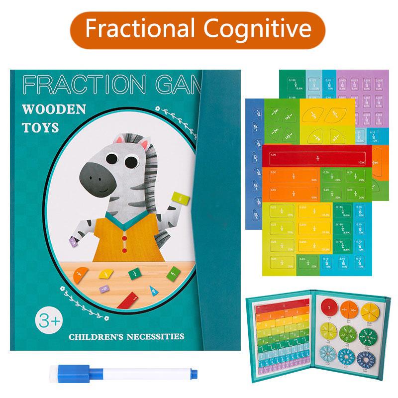 Non-Toxic Children Magnetic Fraction Learning Math Toys Wooden Fraction Book Set Parish Teaching Aids Arithmetic Learning Educational Toys
