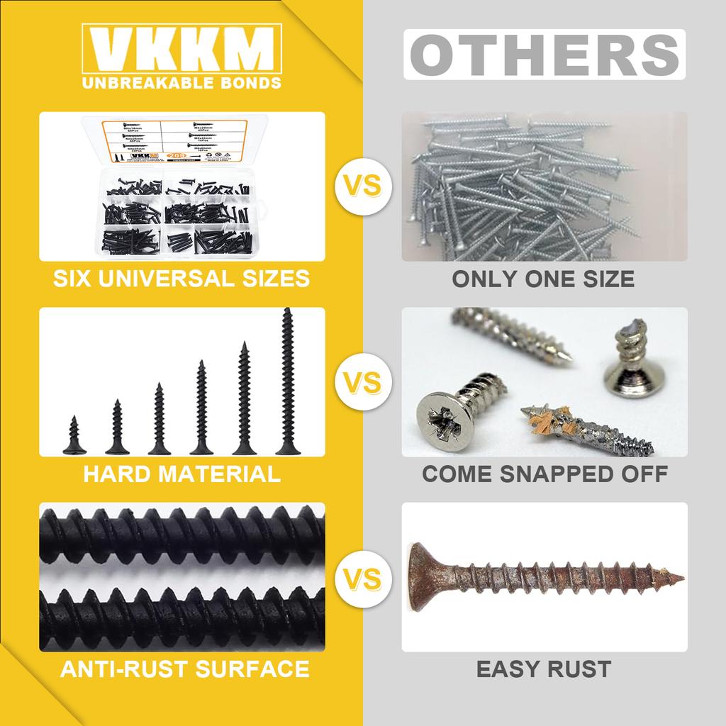 209Pcs Black Wood Screw Combination, M4M5 Cross Wood Screw Set