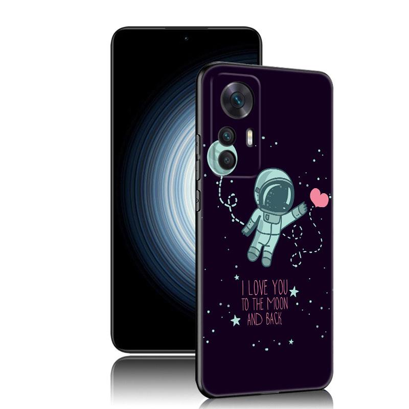 Cartoon Cute Astronaut Black Phone Case For Xiaomi Redmi 7A 8A 9A 10A 11A 9C 10C 12C 13C 11 Prime A1 A2 Plus 12 4G Note 9T 12R