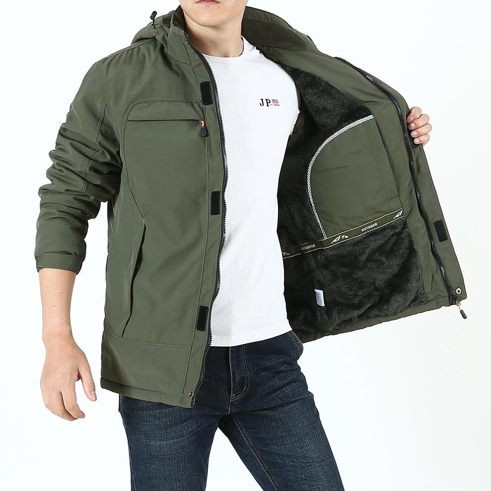 Autumn and Winter Thin Hardshell Outdoor Men's Stand-up Collar Hooded Jacket Men's Mountaineering Casual Windproof Jacket