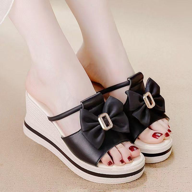 Summer new slope heel cool slippers sandals non-slip heightened thick-soled casual outer slippers