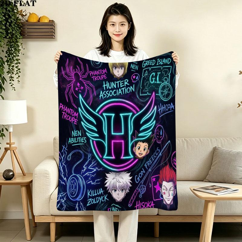 1PC Hunter X Hunter Patterned Flannel Blanket Suitable For All Seasons For Home Decor Warmth And Comfort Gifts Holiday Present