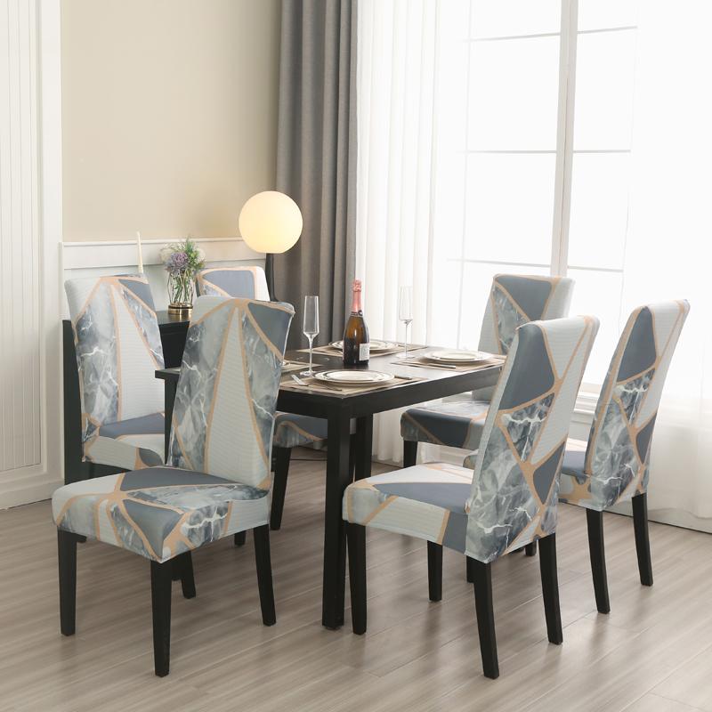 1PC Geometrische Stuhlhusse Elastischer Sitzschutz Stuhlhussen für Esszimmer Küche Hotel Wohnzimmer Hochzeitsbankett