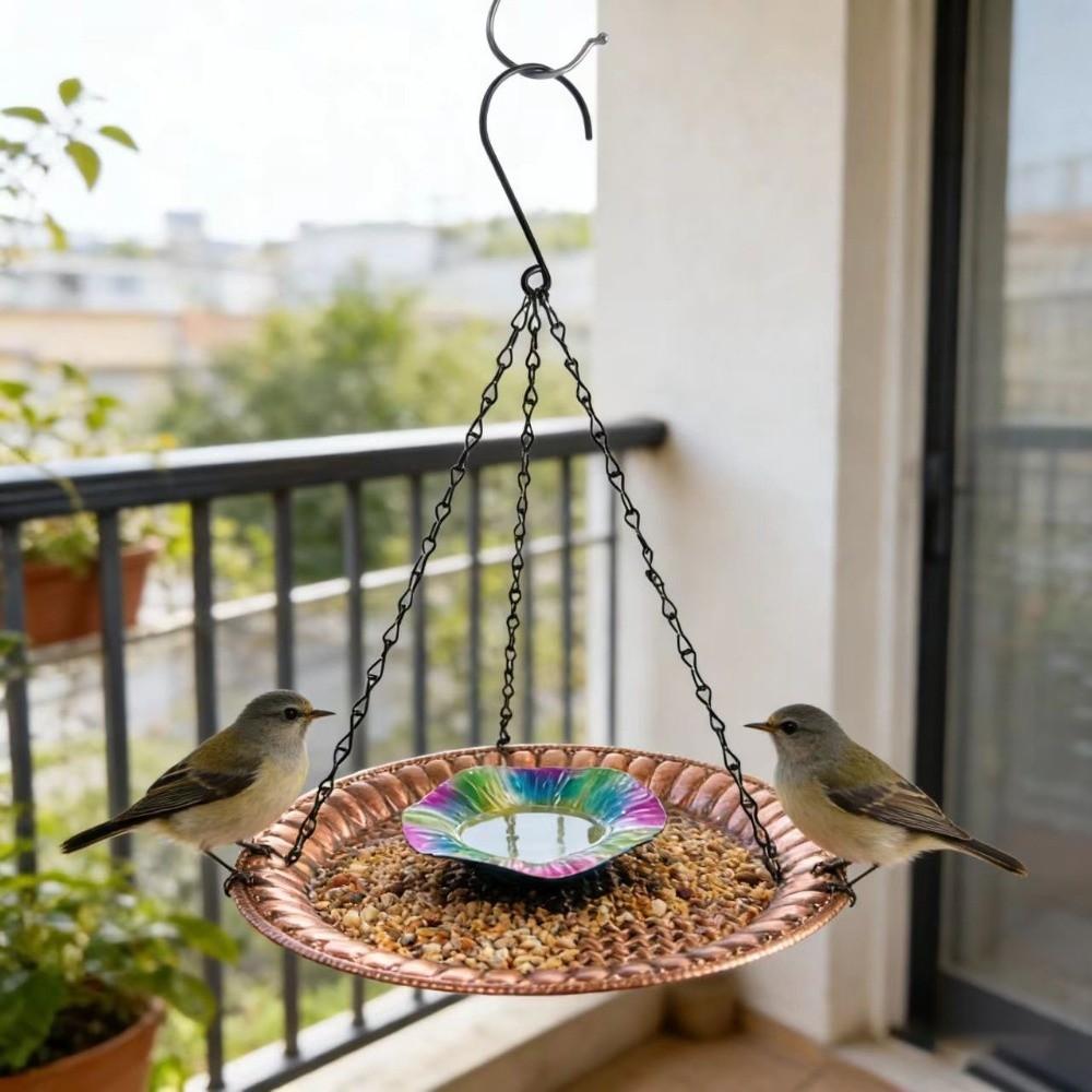Vintage Design Hanging Bird Feeder Decorative Bird Bathtub Durable Bird Food Container  Courtyard