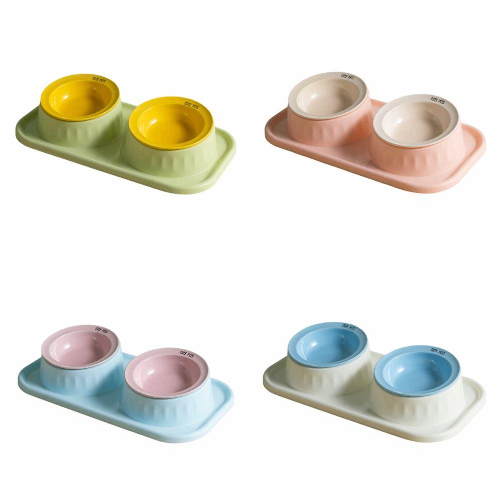 Ceramic Double Pet Bowl Anti-tip Pet Feeding Bowl Dog Bowl Double Pet Feeding Bowl Set Indoor