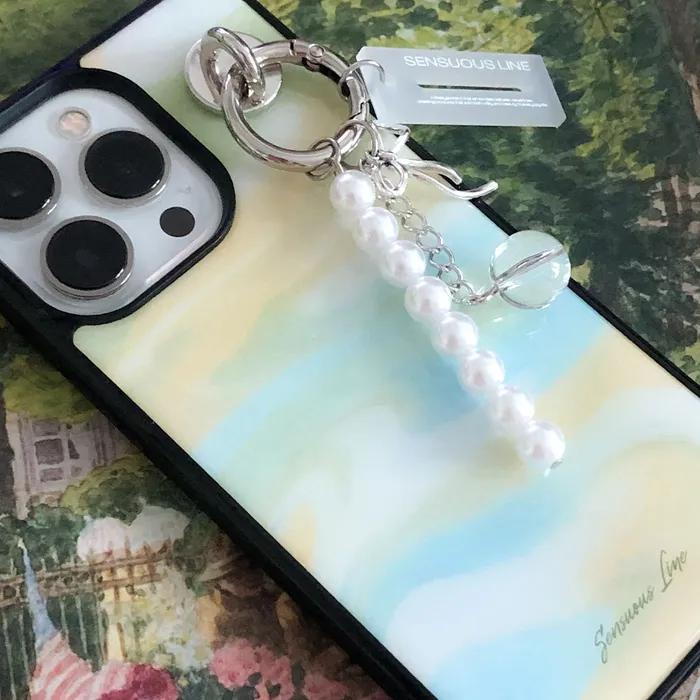 Ribbon Pearl Drop Keyring