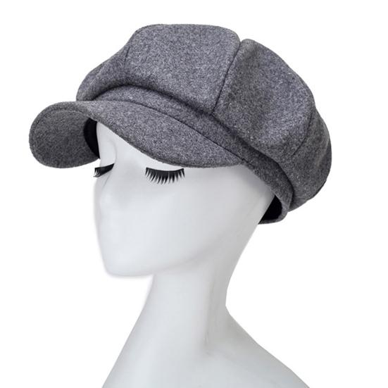 Wide Brim Sunscreen Beret Hat Skin-Touch Retro Octagonal Painter Woolen Hat for Fall Winter