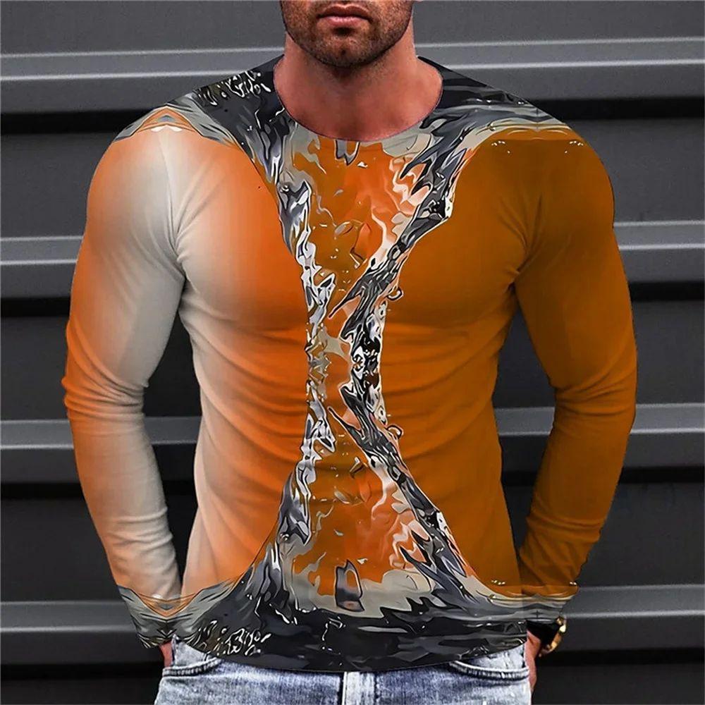 

Чоловіча весна та осінь повсякденна проста щоденна абстрактна візерунок 3D друк O-подібним коміром довгими рукавами вільна особистість великого розміру сорочка M