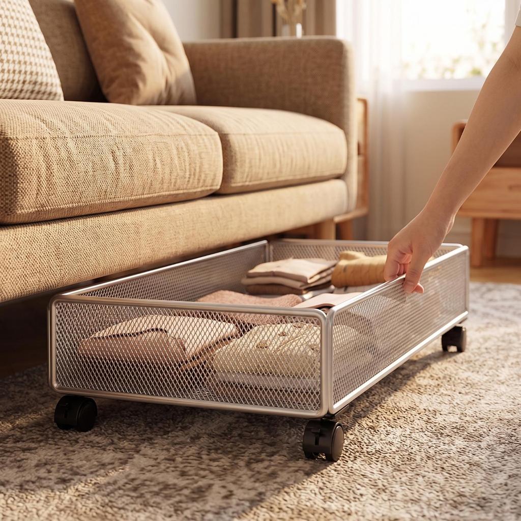 Smooth Under-Bed Storage with Wheels Breathable Mesh Basket Design, Sturdy,