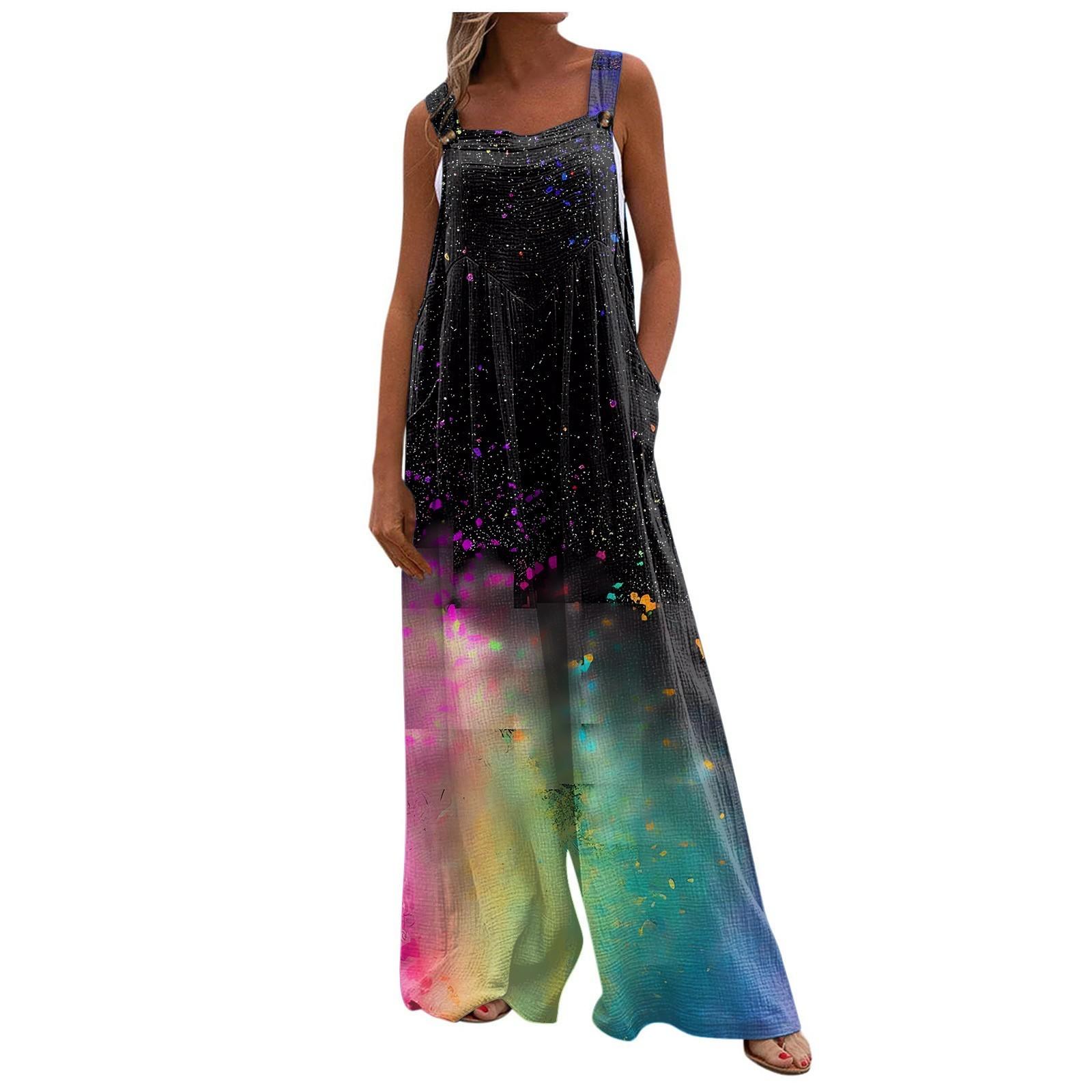 

Жіночий широкий комбінезон. Повсякденний вільний комбінезон без рукавів. Звичайний комбінезон із довгими брюками та кишенями. XXL чорний