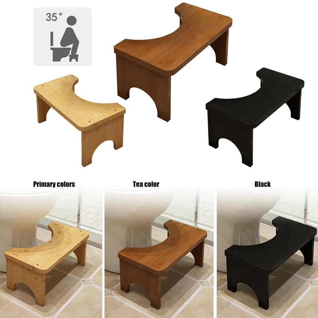 Ergonomic Bamboos Toilet Step Stool with Sturdy Base for Bathroom Safety and Comfortable Postures Support Daily Use