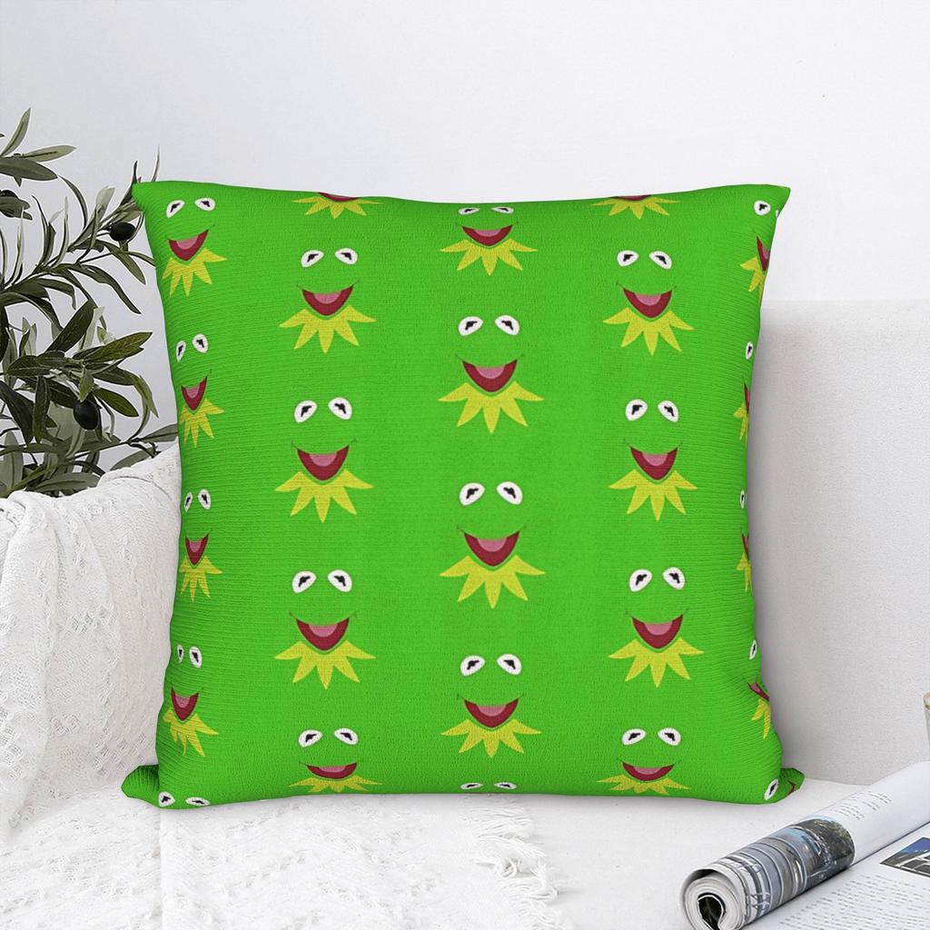 Kermit Frog Square Pillow Case Cushion Covers Vintage Zipper Decor Pillowcase For Sofa 18"X18"